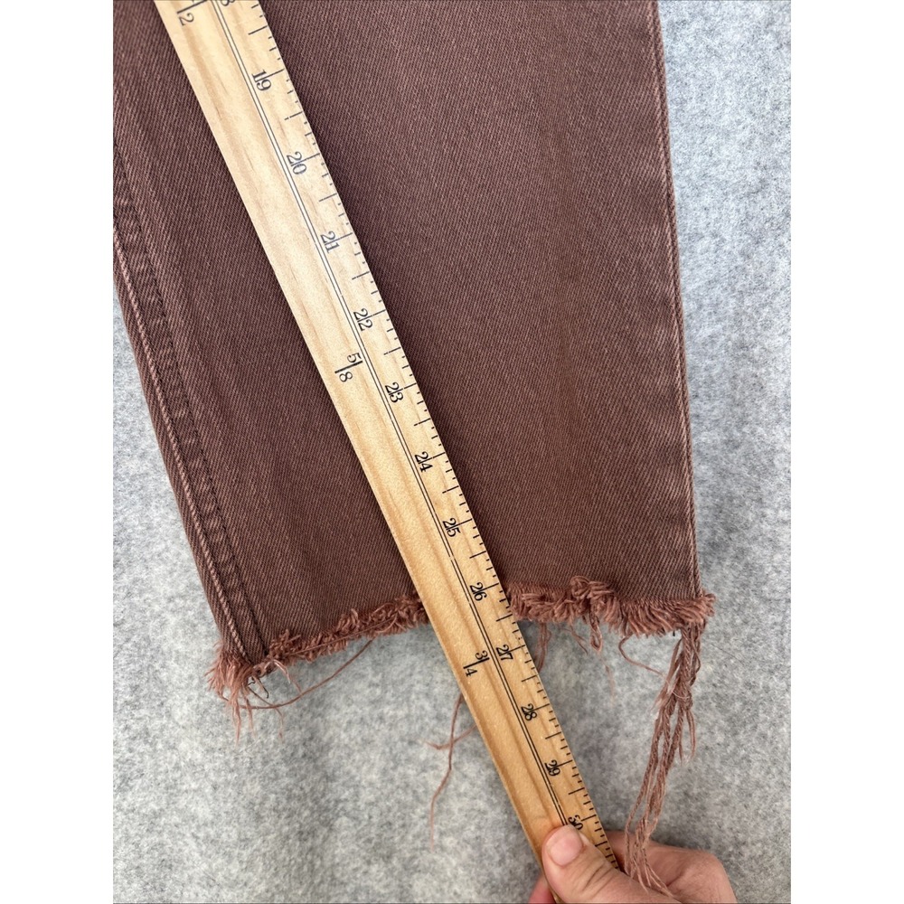 GAP Cheeky Straight Jeans Womens 28 Brown High Rise Raw Hem Button Fly Denim - Picture 9 of 16